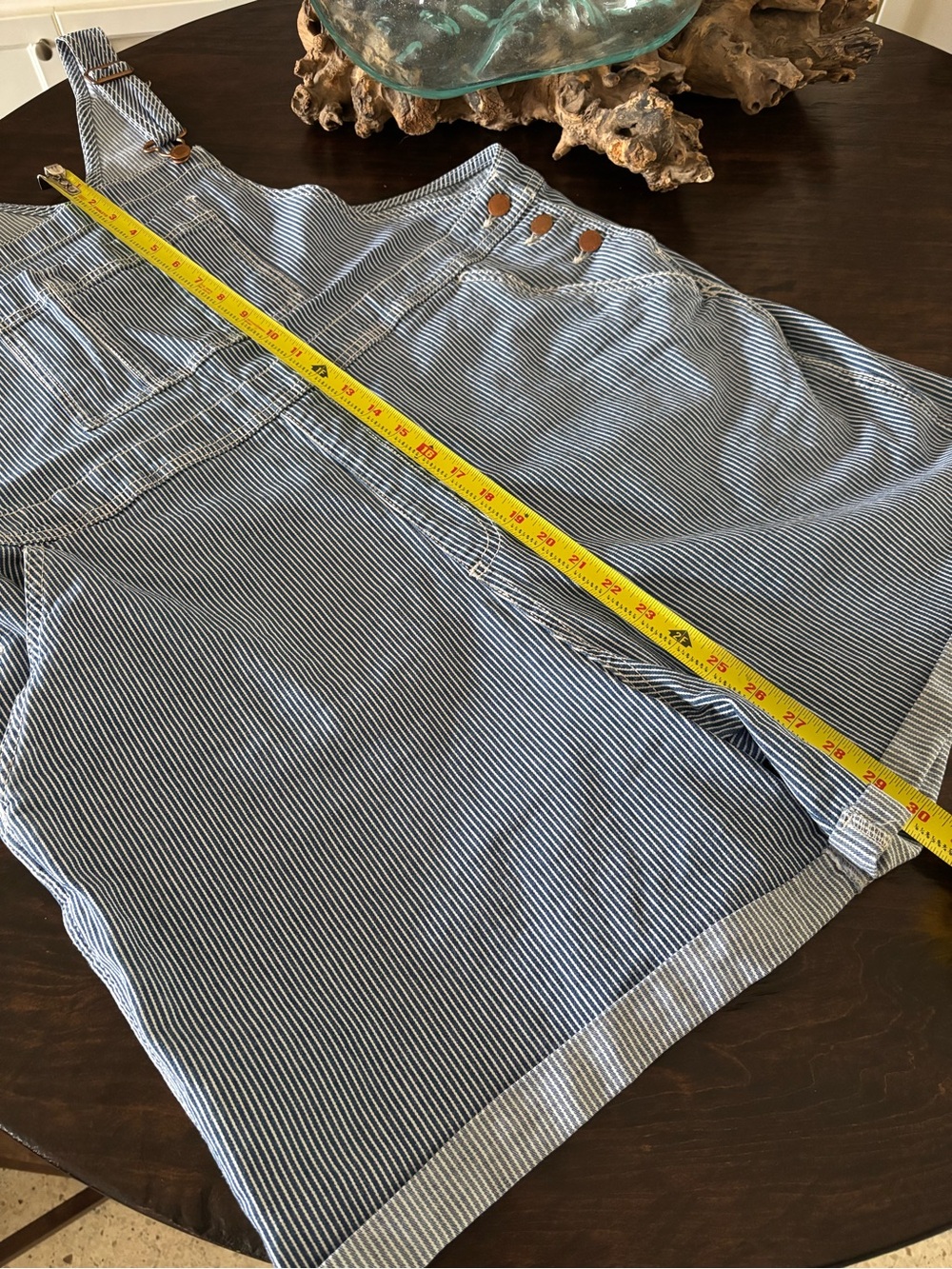 Universal Thread Blue White Striped Denim Short Overalls - Picture 4 of 4